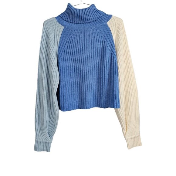 💥Missguided Turtle Neck Knit Color Block Sweater - Picture 1 of 4